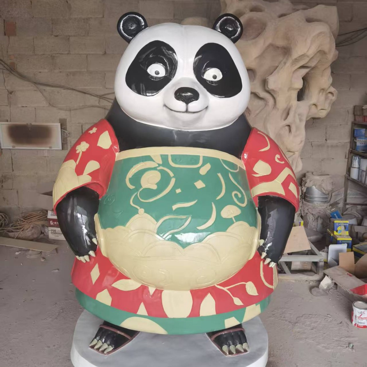 工厂大型功夫熊猫玻璃钢雕塑园林景观户外大型雕塑公园广场雕塑