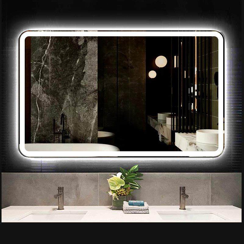 卫生间镜贴墙洗手间洗漱台led带灯智能化妆镜防雾方形壁挂浴室镜