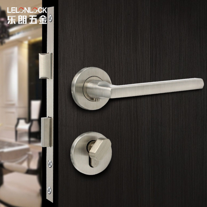 批发欧式室内门锁 304不锈钢分体执手锁 纯铜锁芯哑黑卧室门锁