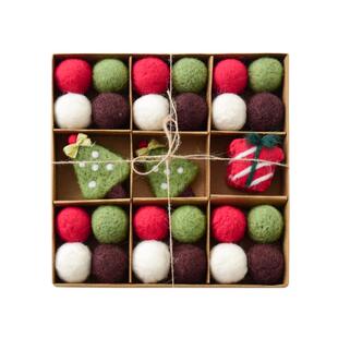 圣诞装饰品球羊毛毡圣诞球球串吊老人雪人迷你诞圣树装挂饰件