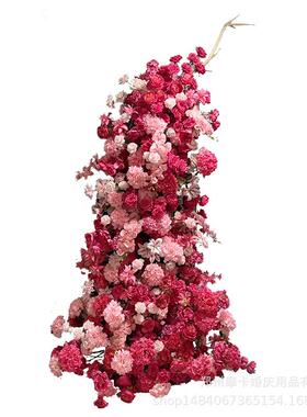 新款婚庆装饰仿真花门婚礼角布置绢HXI花花拱柱结婚背订婚景森系