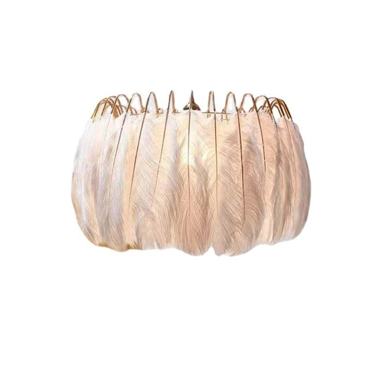 鸵鸟羽毛吊灯客厅高级感简约奶油风网红主卧室餐厅灯具