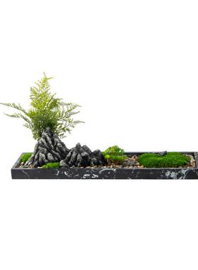 仿真绿植山石盆景摆件新中式客厅书房办公室造景植物盆栽软装饰品