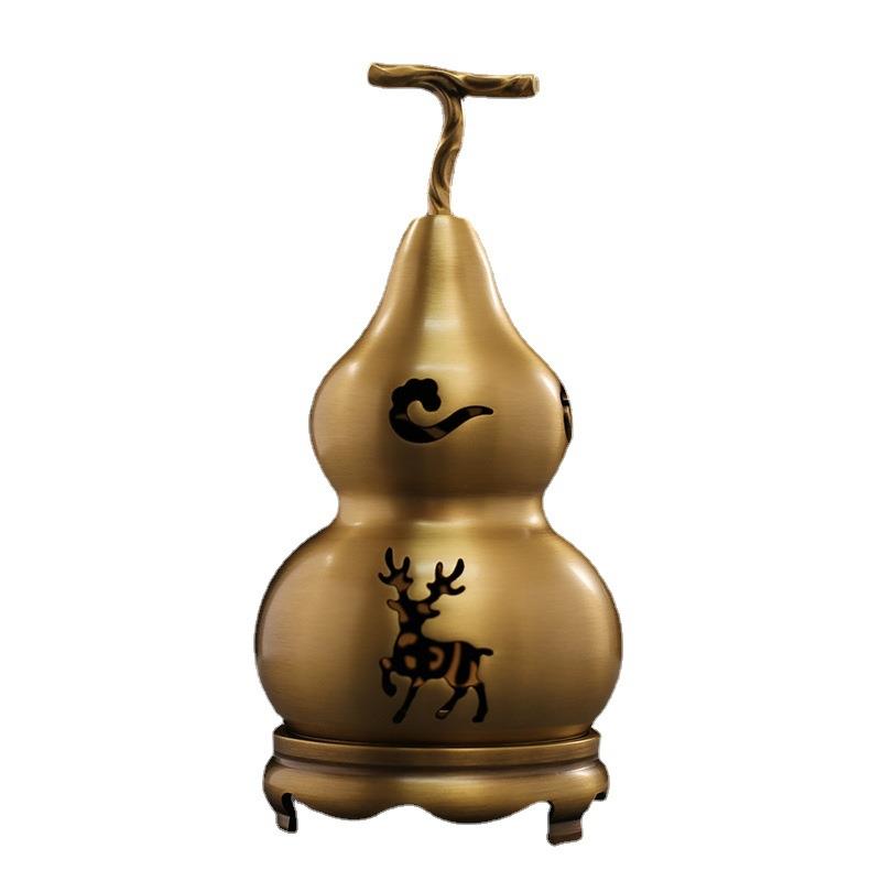 黄铜葫芦香炉金属工艺品铜葫芦空心拉丝开口摆件玄关家居