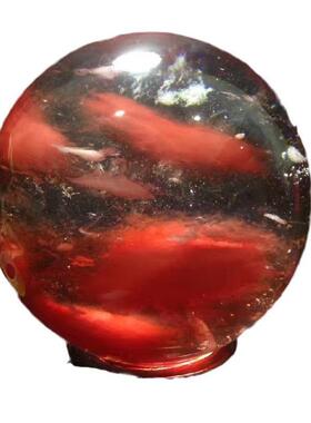 万雅水晶红ZJR熔色水晶炼水球炼晶球摆件熔水晶球熔炼球鸿运当头