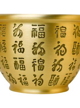 精雕黄铜百福缸聚桌面铜工艺室摆件招财缸办0公装饰宝盆品大号铜