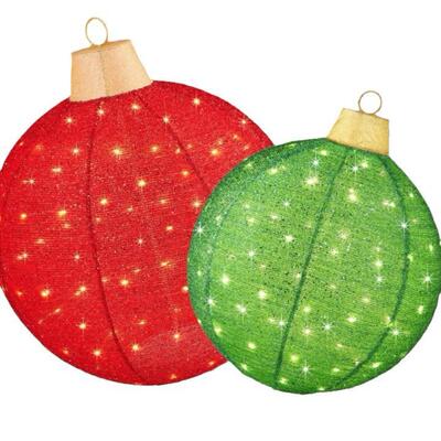 圣L诞节装日饰品圣诞球可折叠造型灯光ED户摆件节派对道外具