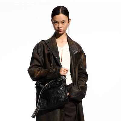 GROTTO个乐年新款流浪包中号子母托特斜挎单肩软包手提轻盈