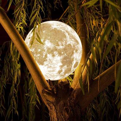 太阳能月亮灯室外吊灯球形户外防水别墅花园庭院挂树灯景观月球灯