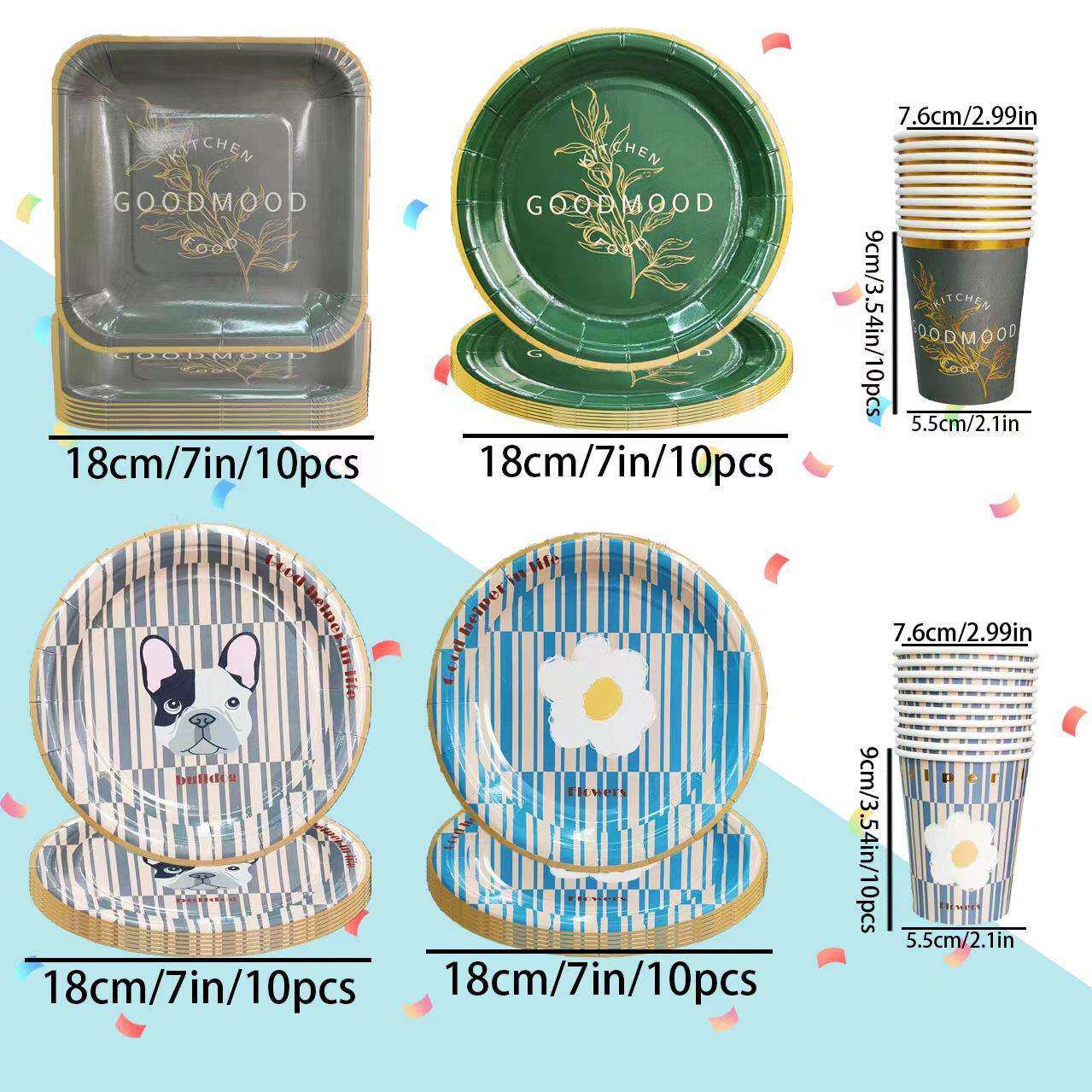 新款跨境一次性纸盘家用生日派对聚餐商用酒店餐盘蛋糕点心配餐盘