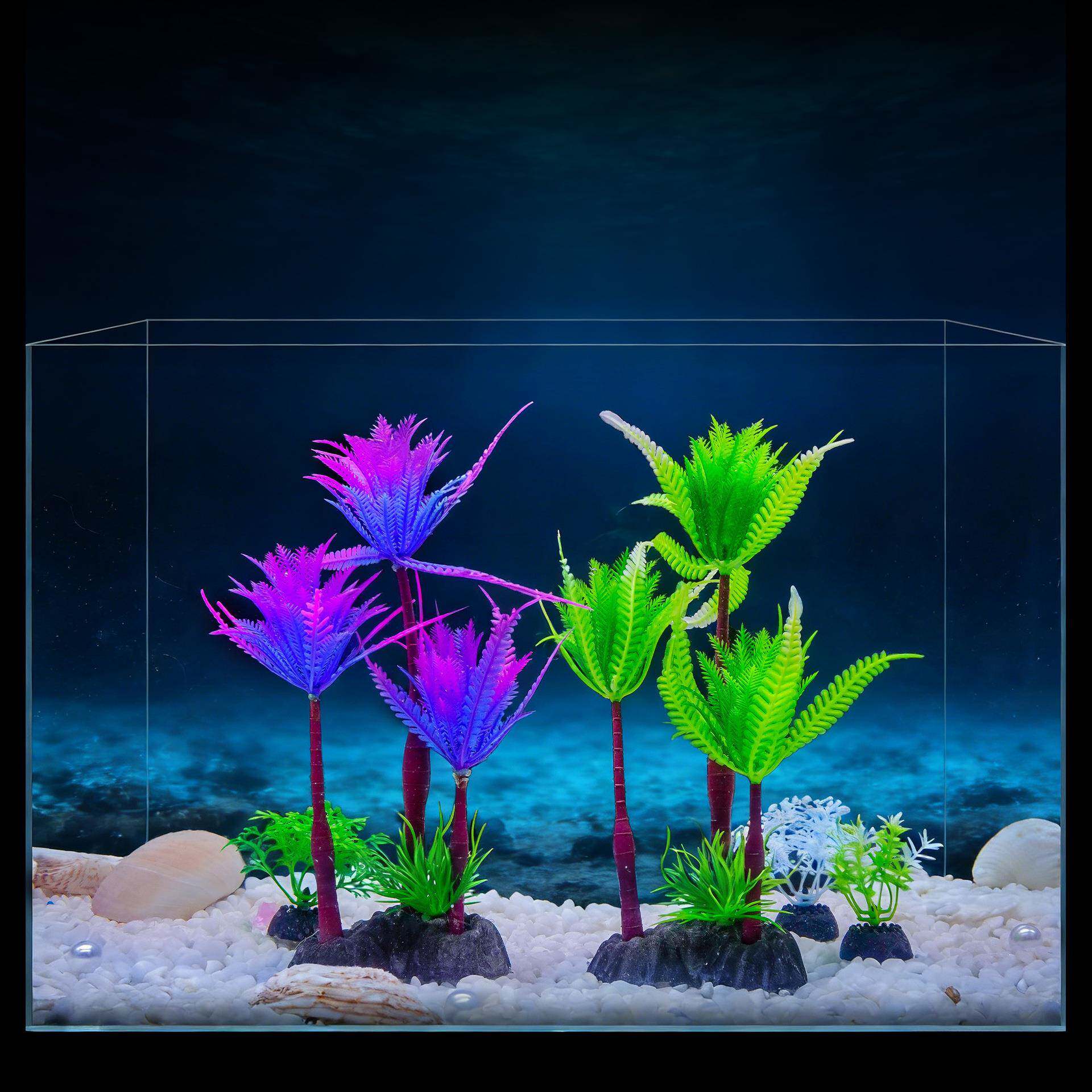 水族箱摆件小型装饰海洋风格仿真椰树摆件鱼缸造景假水草椰子树