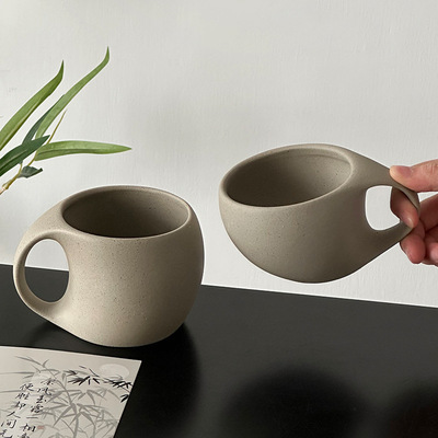 陶瓷咖啡杯碟套装复古拿铁美式咖啡杯子家用下午茶杯碟勺花茶杯子
