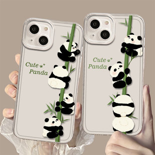 三只熊猫爬竹子适用一加ace3手机壳新款1+12情侣魅族21中国风2pro花花v可爱11透明10十二20高档9rt防摔8/oppo