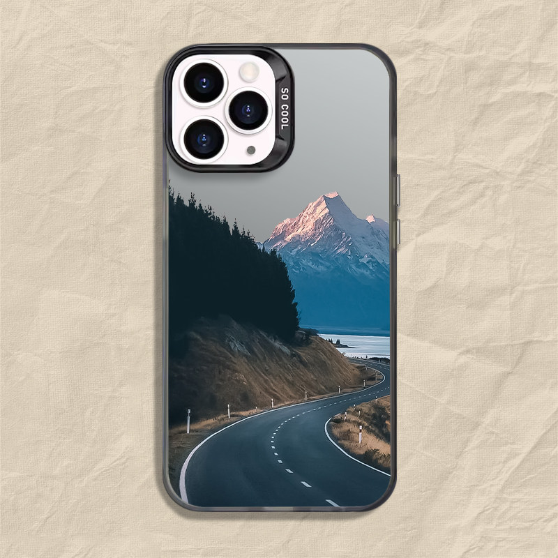 雪山公路~彩银磨砂iPhone15promax苹果13小米14适用nova12华为mate60红米K70手机壳vivoS18荣耀90男款oppoA2
