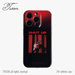 TWOM原创英文软壳适用苹果15promax手机壳小众设计不撞款iphone14pro个性潮流13高级感imd保护壳ins简约风