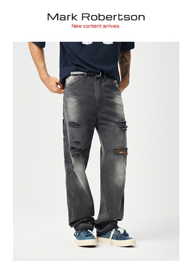 Mark Robertson2026新款牛仔裤长裤加厚冬季男装裤子直筒宽松水洗