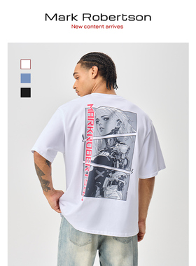 Mark Robertson2025ss印花短袖T恤男士潮牌美式复古短袖动漫纯棉