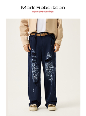 Mark Robertson25AW宽松牛仔裤加厚冬季休闲裤男复古美式直筒裤子