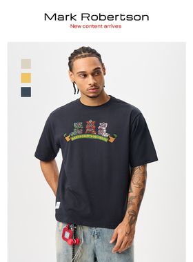 Mark Robertson2025ss原创插画舞狮印花短袖T恤男士潮牌纯棉短袖t