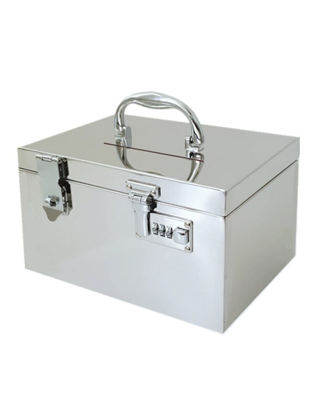 带锁的小匣子不锈钢箱子家用储物柜手提密码箱装钱铁皮盒子收纳箱