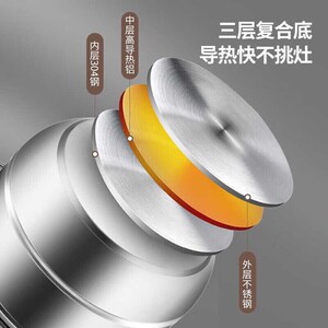 美厨蒸锅304不锈钢二层家用多功能加厚复底汤锅燃气磁炉通用锅具