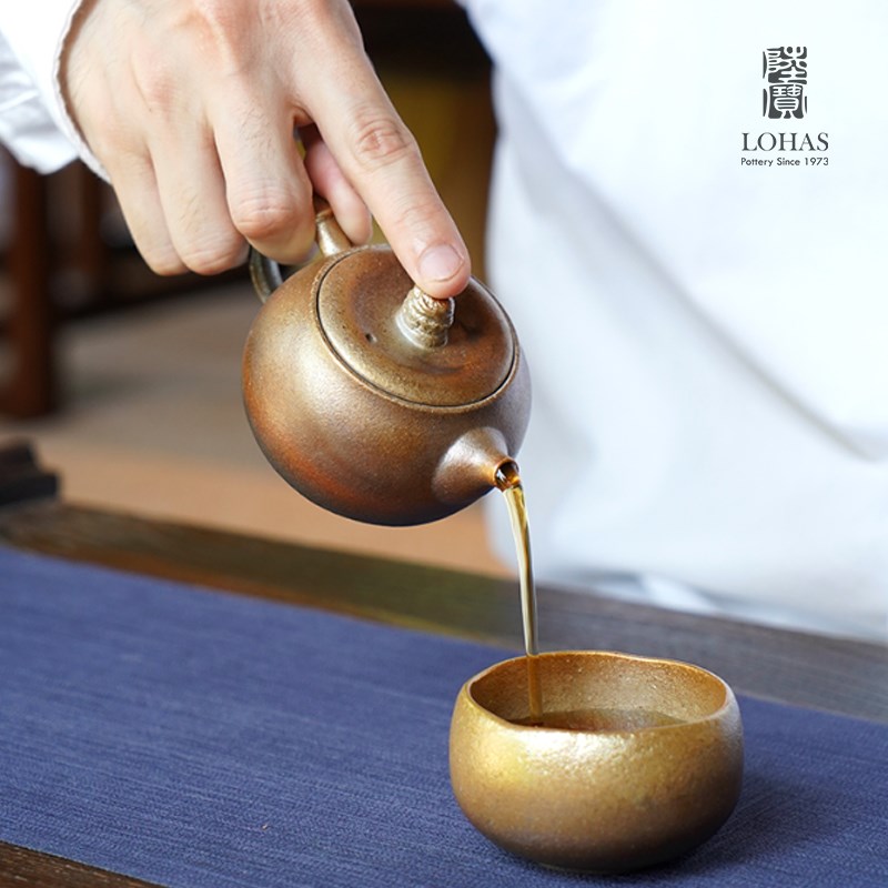 台湾陆宝柴烧大漠金沙壶海原矿陶茶具泡茶壶2025新款高端家用单壶