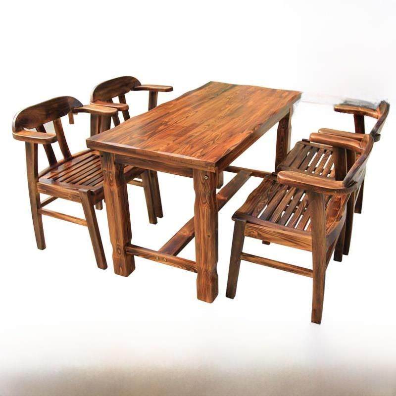 户外炭化防腐木桌椅组合庭院露天阳台花园实木户外休闲酒店餐桌椅
