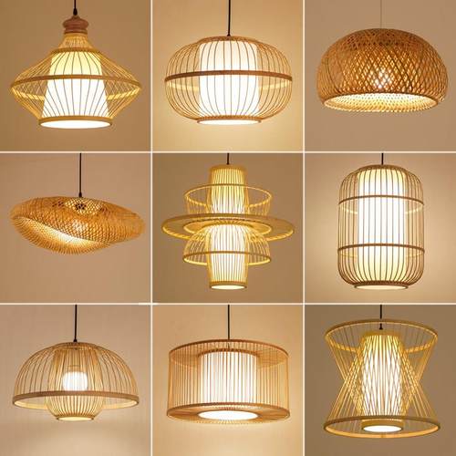 竹编吊灯中式覆古田园饭厅饭店民宿茶楼禅意火锅店日式灯笼竹艺灯