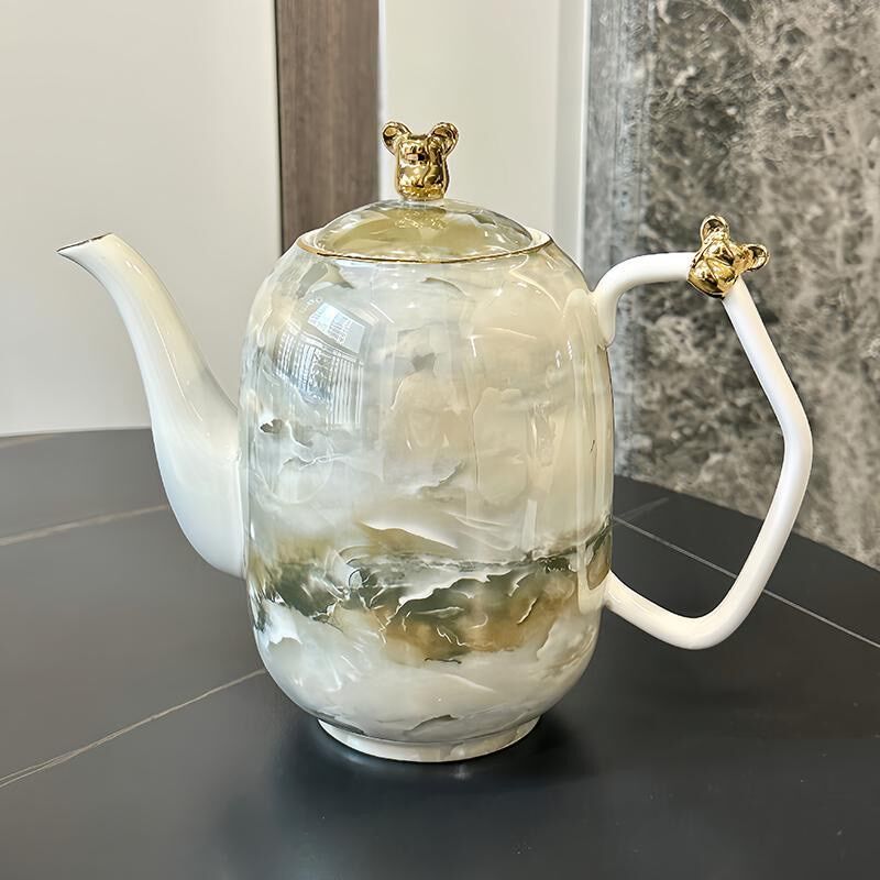 轻奢风高档石头纹陶瓷茶具套装家用水壶水杯客厅茶具乔迁新婚礼品