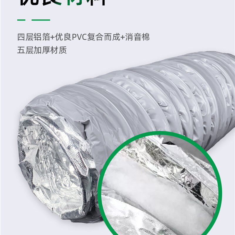 新风系统消音管丝绵填充软管消音降噪软连接PVC管消音吸音静音管