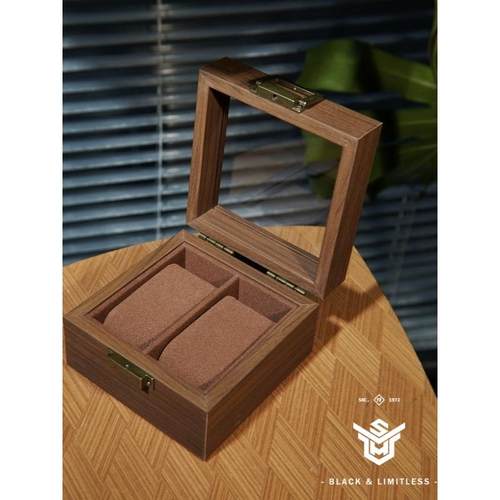 手表收纳盒2位数黑胡桃木纹高档木制手表盒机械手表展示系列棕色