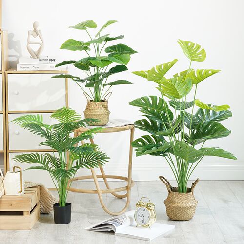 仿真绿植摆件龟背竹盆栽叶子客厅小型落地植物高端轻奢室内假花树