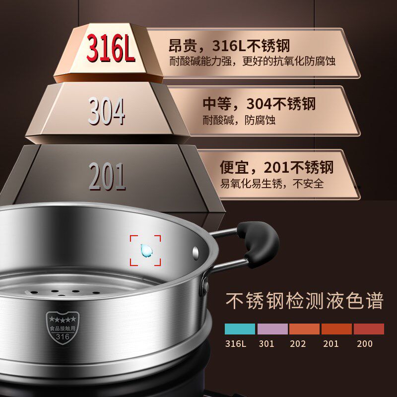 食品级316不锈钢蒸屉家用蒸笼奶锅蒸锅篦子蒸格架蒸笼屉配件304