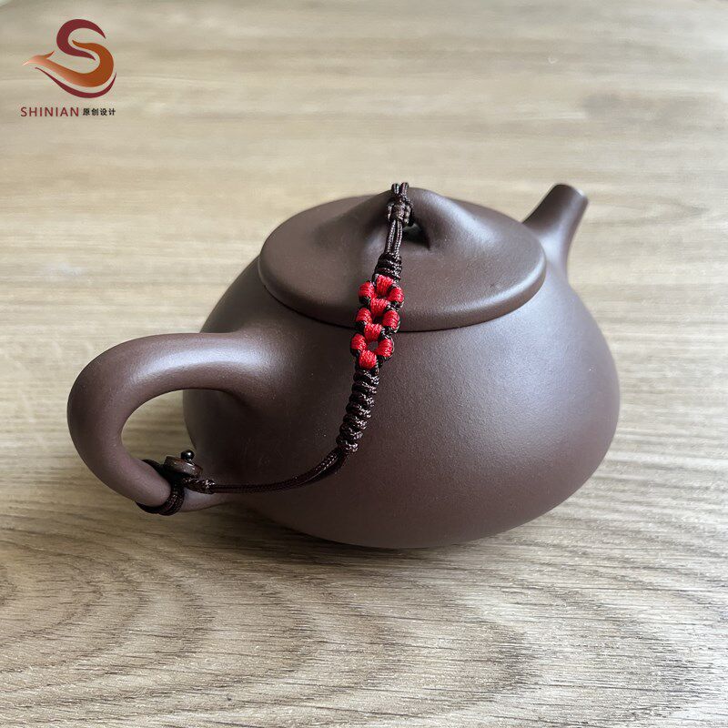 紫砂壶盖防摔绳子 高档石瓢壶专用 茶壶把连接纯手工编织绑带配件