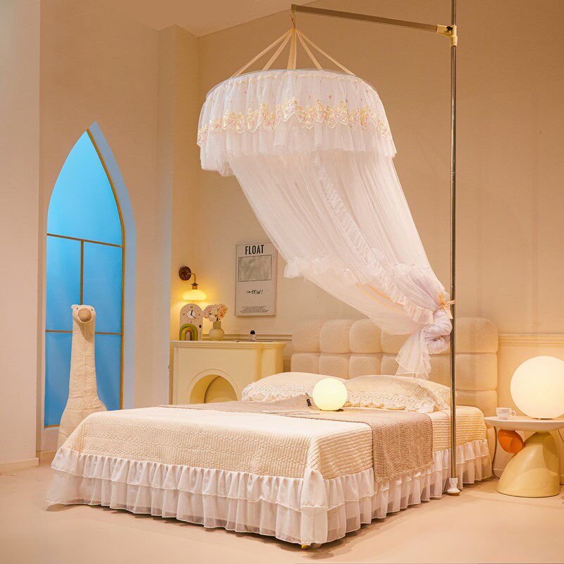 圆顶蚊帐家用2025新款卧室免打孔天地杆吊顶天花板落地式免安装夏