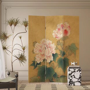 精选法式中古风牡丹花屏风隔断客厅卧室玄关进门入户遮挡简易家用