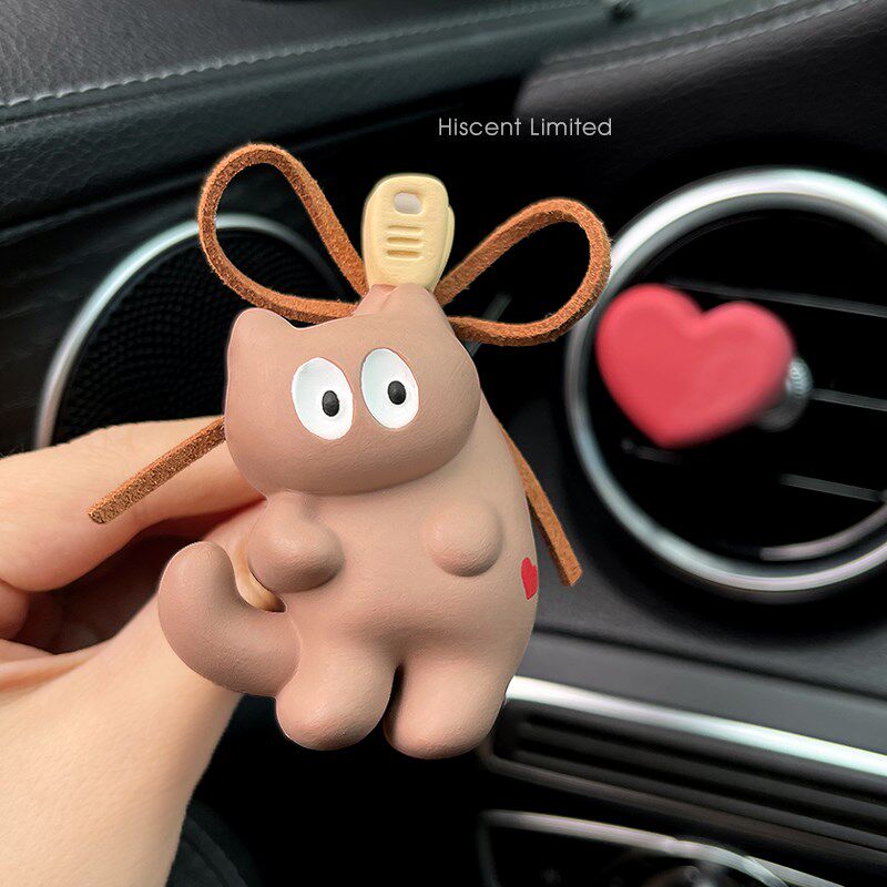 创意可爱夹子猫咪车载香薰扩香石汽车空调出风口装饰车内饰品摆件