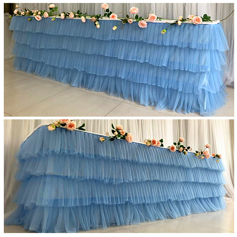 婚庆签到台蓬蓬纱桌裙桌围纱婚礼甜品台周岁生日宴派对桌布布置