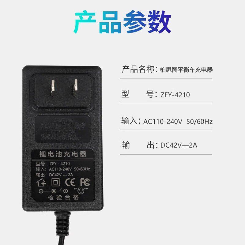 柏思图电动平衡车充电器54V通用55V电源快充冲电线儿童智能DC圆头