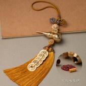 五帝钱门对门纯黄铜葫芦挂件大门对卧室洗手间吉祥结莲花铜钱挂饰