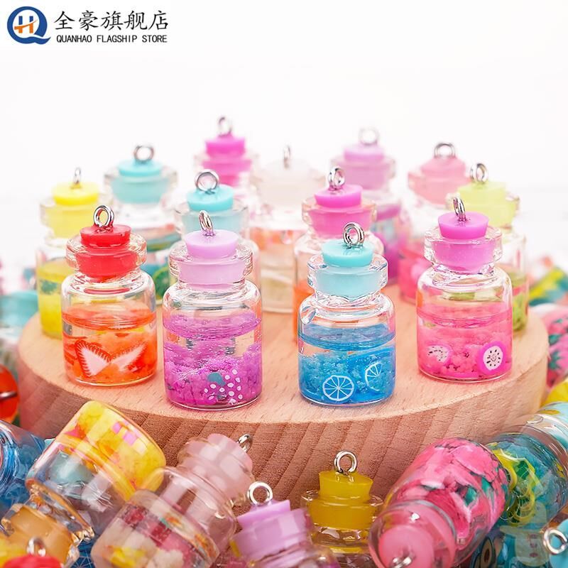 迷你仿真小瓶子树脂仿真立体混款流沙许愿瓶diy配件材料小摆件