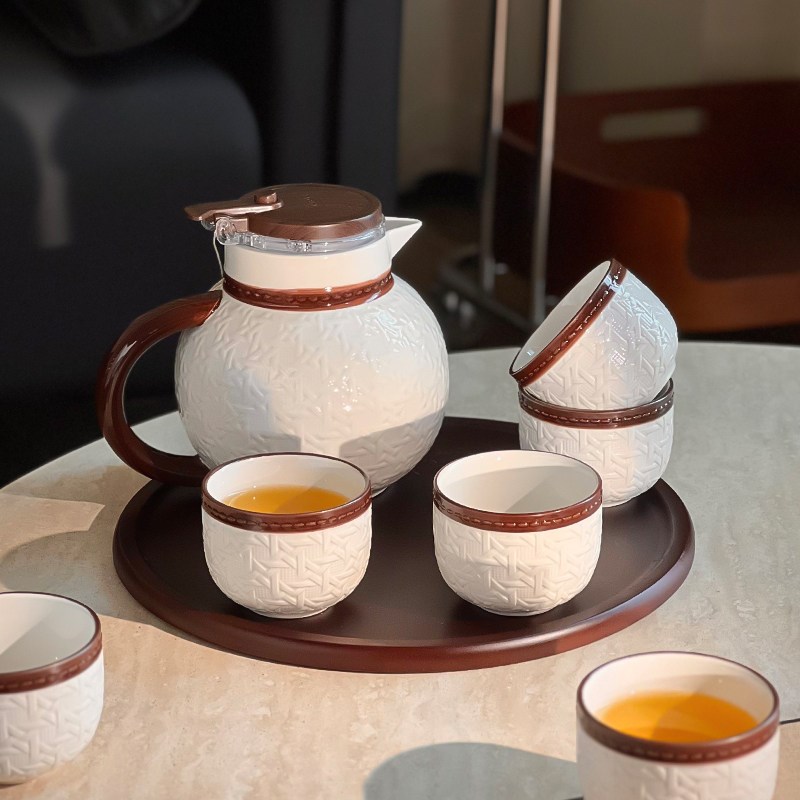 尊慕斯中古风陶瓷水具套装家用茶具托盘水杯礼盒家用待客杯子礼物