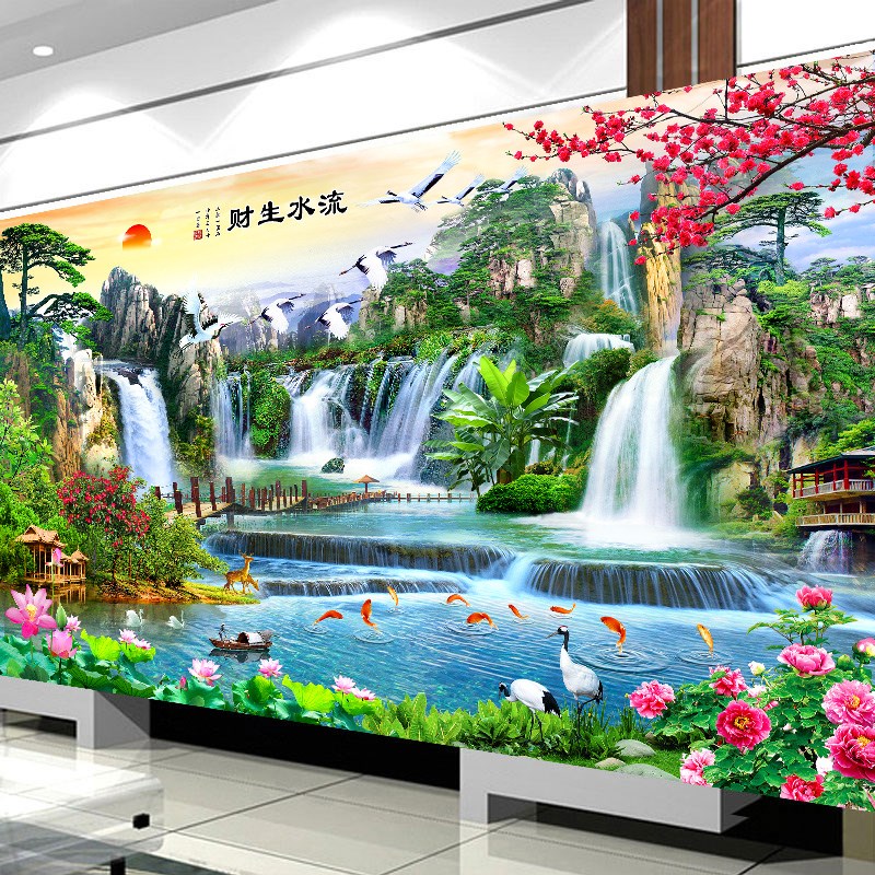 5d钻石画十字绣2024新款客厅山水风景钻石绣满钻圆钻手工点贴粘钻