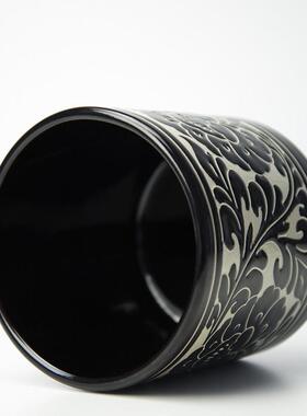 磁州窑收纳毛笔笔筒陶瓷艺术品摆设文房四宝复古笔筒中式创意文具