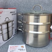 精选出口德国二层深蒸锅28CM大容量304不锈钢加厚2蒸笼燃气电磁炉