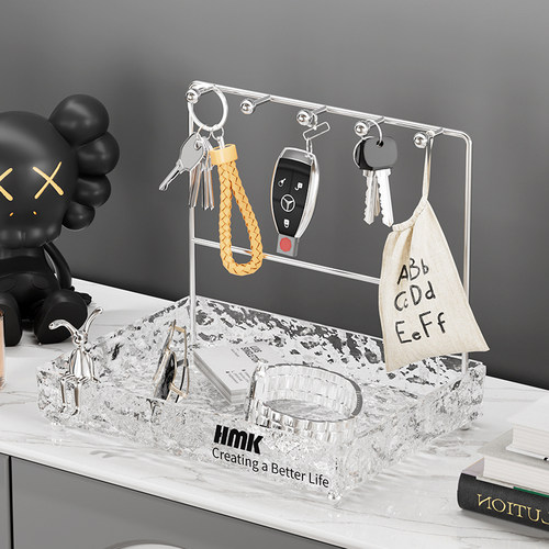 进门挂钥匙收纳摆件入户玄关置物架轻奢风亚O克力客厅装饰家居饰
