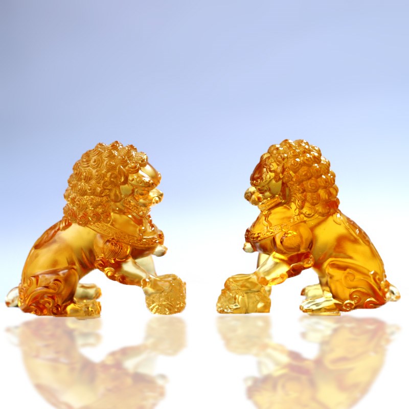 速发琉狮故宫璃子财狮摆件居品客厅办公前台桌面摆放中式礼家商务