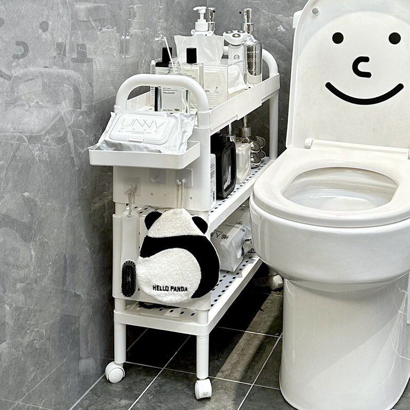 速发浴室架子置物架厕所防水边收纳架卫生间多功能落地窄缝马桶小
