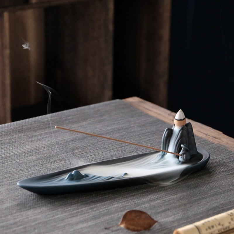 速发中流禅意香炉摆件家用办公室陶瓷香托线香插盘茶式点香倒道香