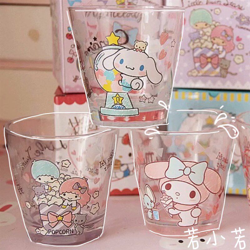 速发【包邮】可爱蒂双子杯透明早璃星牛奶杯牙刷杯玻餐杯